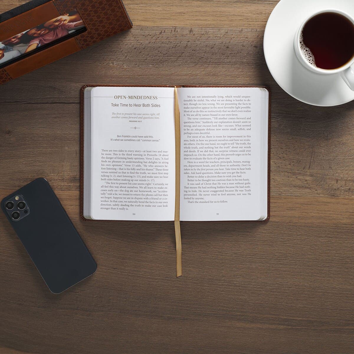 Finding Wisdom in Proverbs Honey-Brown Faux Leather Devotional Gift Book, picture 6