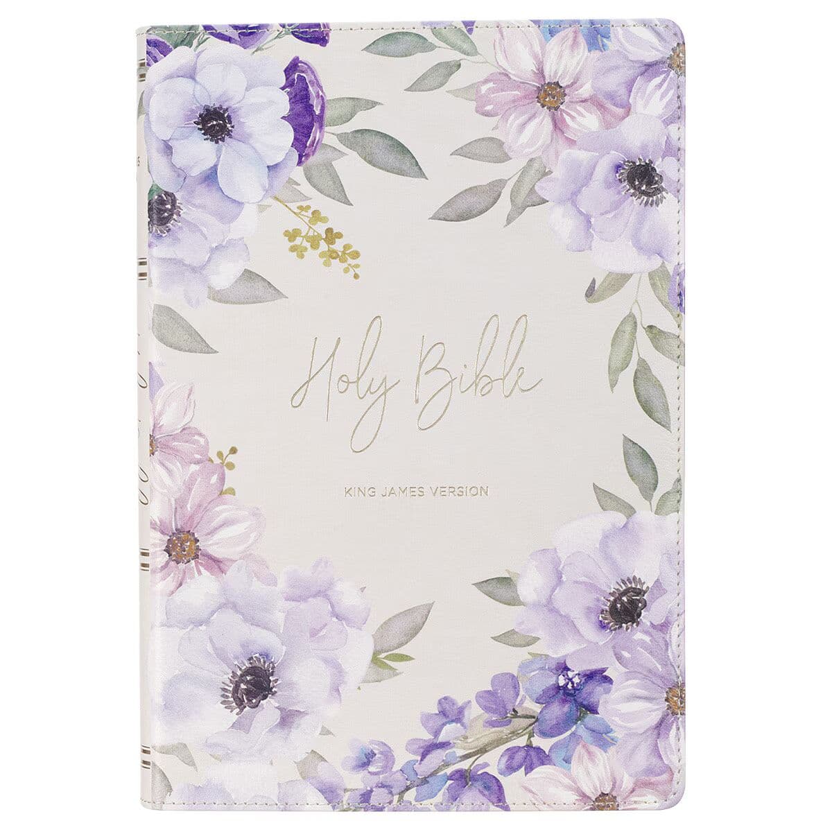 Lavender Floral Faux Leather Giant Print Full-size King James Version Bible with Thumb Index