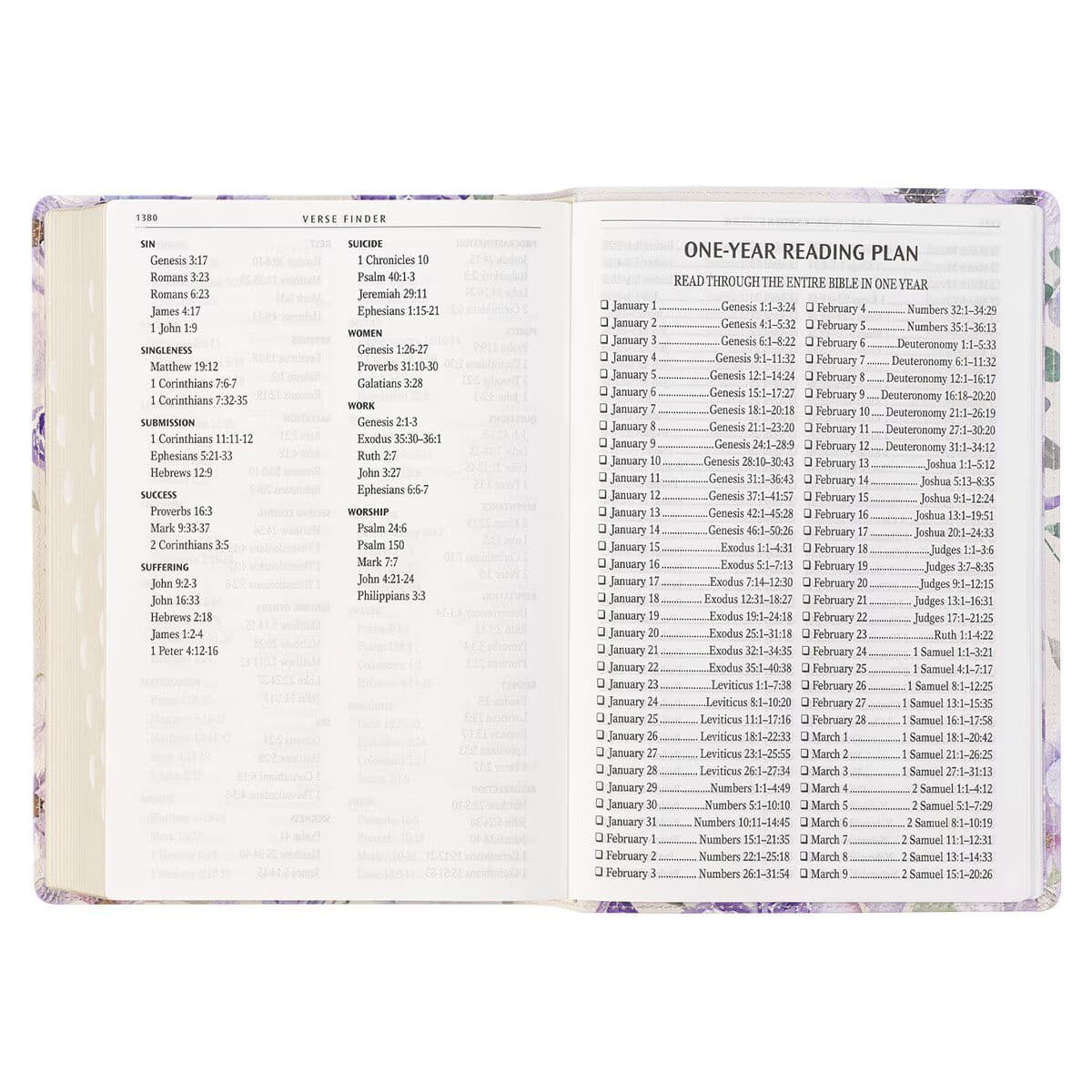 Lavender Floral Faux Leather Giant Print Full-size King James Version Bible with Thumb Index, picture 7