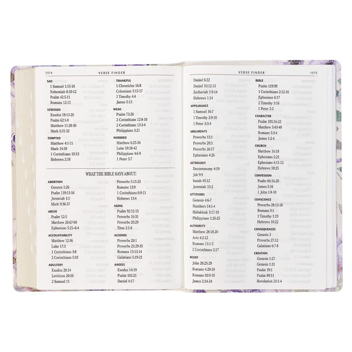 Lavender Floral Faux Leather Giant Print Full-size King James Version Bible with Thumb Index, picture 8