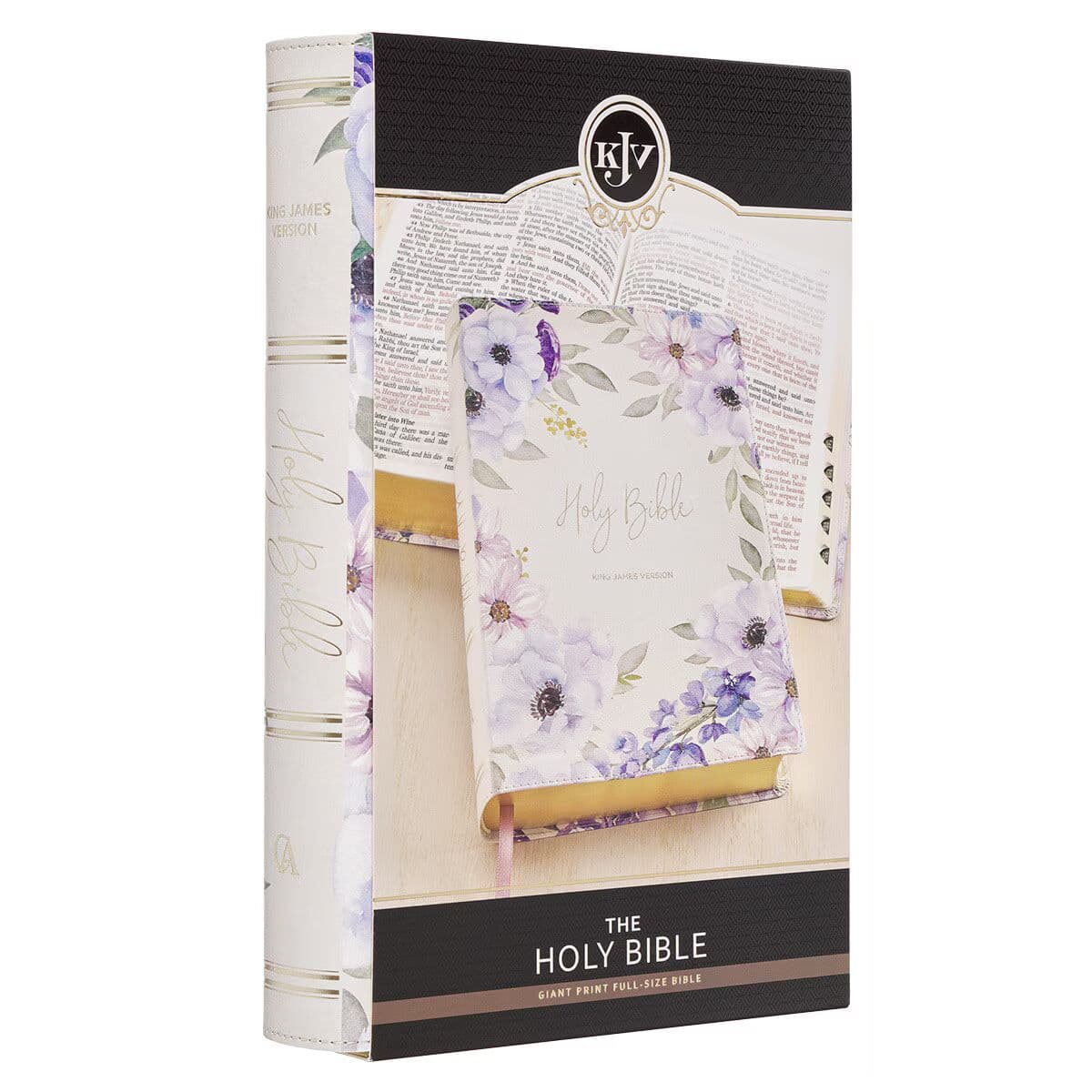 Lavender Floral Faux Leather Giant Print Full-size King James Version Bible with Thumb Index, picture 9