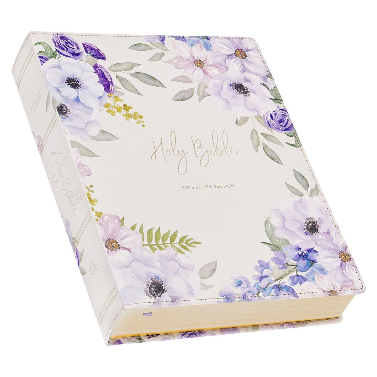 Lavender Floral Faux Leather Giant Print Full-size King James Version Bible with Thumb Index, picture 3