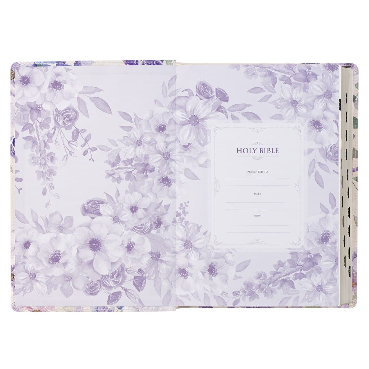 Lavender Floral Faux Leather Giant Print Full-size King James Version Bible with Thumb Index, picture 4