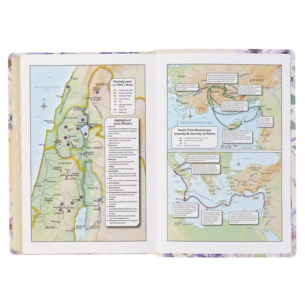 Lavender Floral Faux Leather Giant Print Full-size King James Version Bible with Thumb Index, picture 5