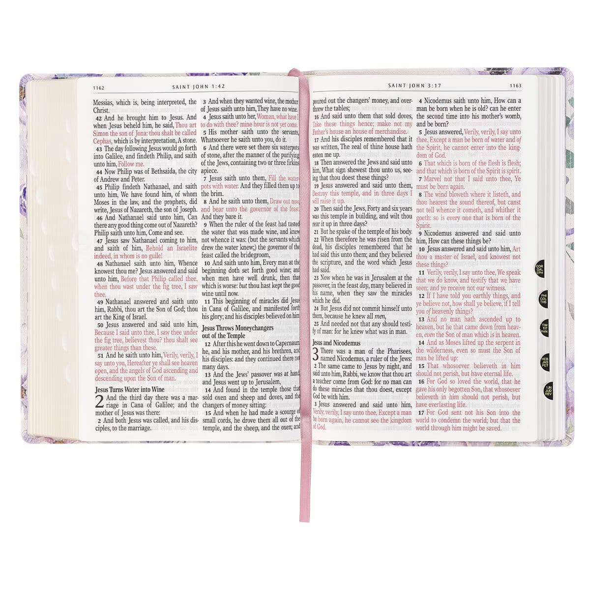 Lavender Floral Faux Leather Giant Print Full-size King James Version Bible with Thumb Index, picture 6