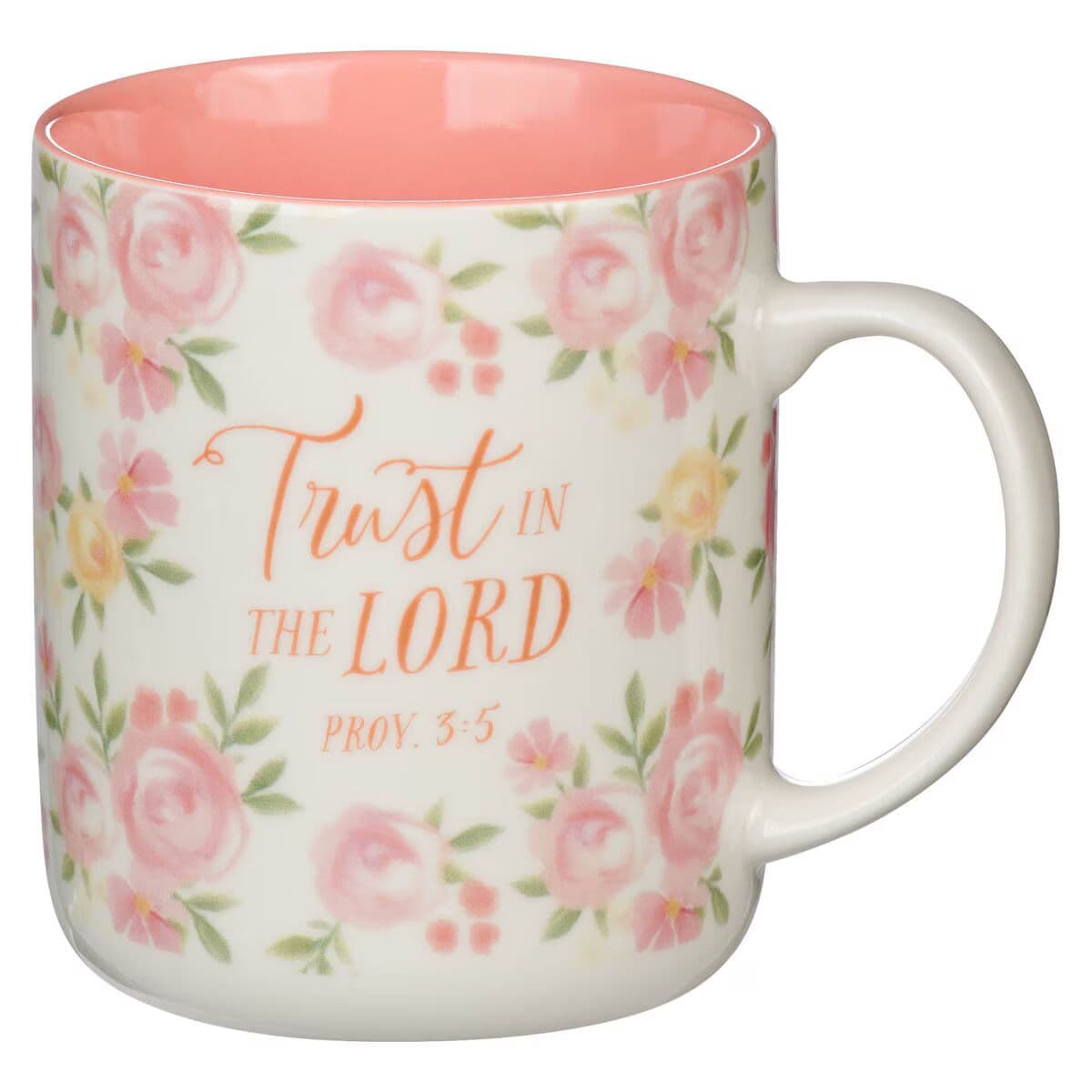 Trust in the Lord - Proverbs 3:5 Pink Rose Ceramic Coffee Mug