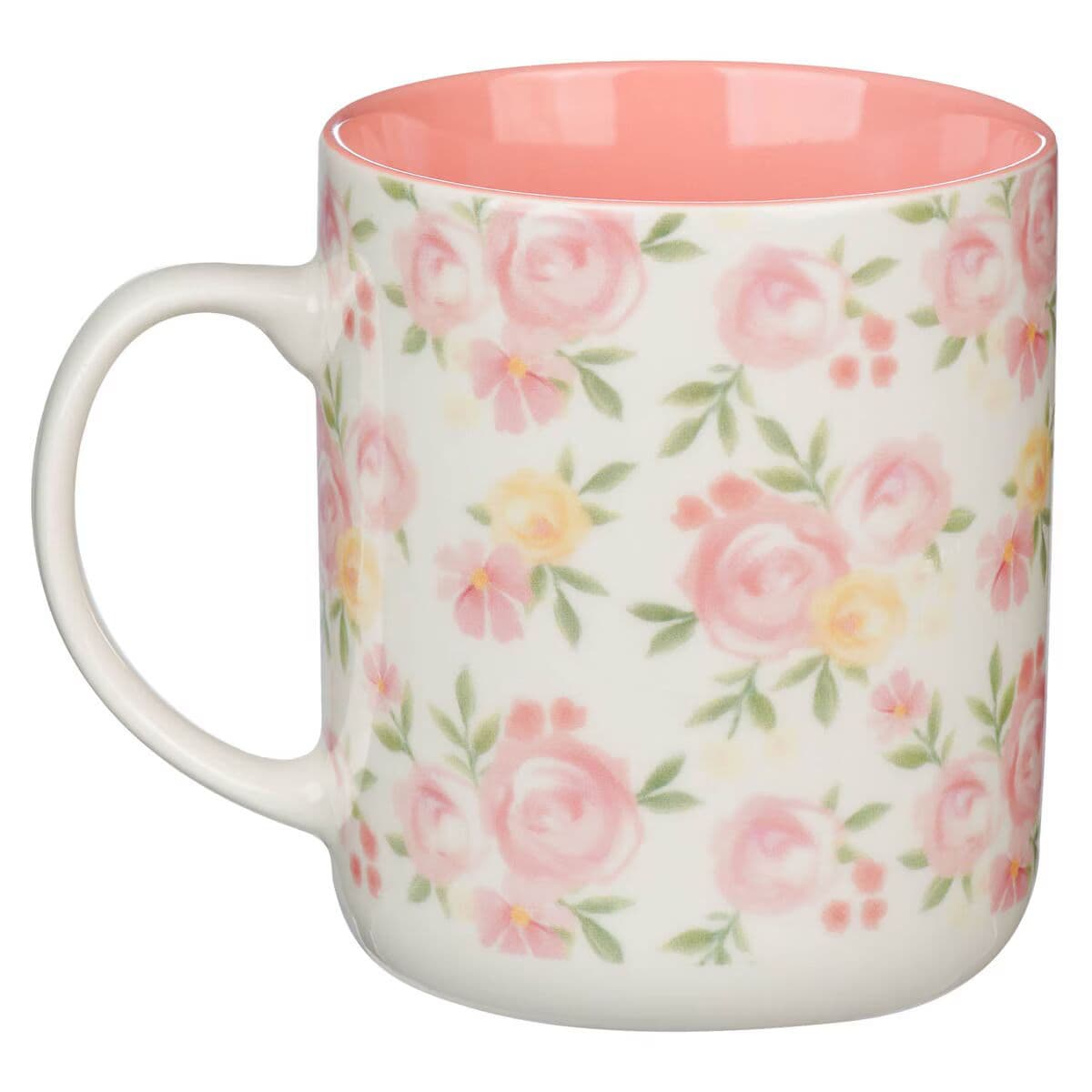 Trust in the Lord - Proverbs 3:5 Pink Rose Ceramic Coffee Mug, picture 2