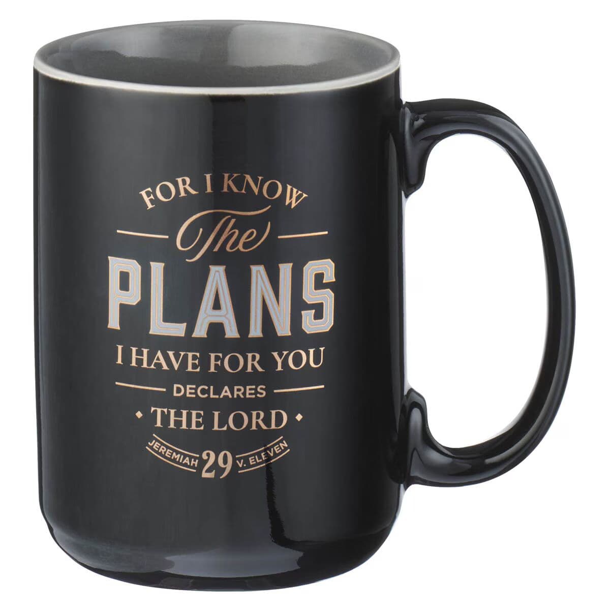 The Plans - Jeremiah 29:11 Black Ceramic Coffee Mug
