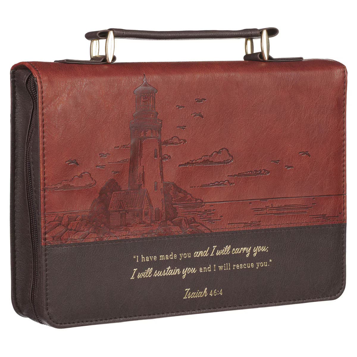 Have Made You - Isaiah 46:4 Two-tone Brown Faux Leather Classic Bible Cover, picture 3