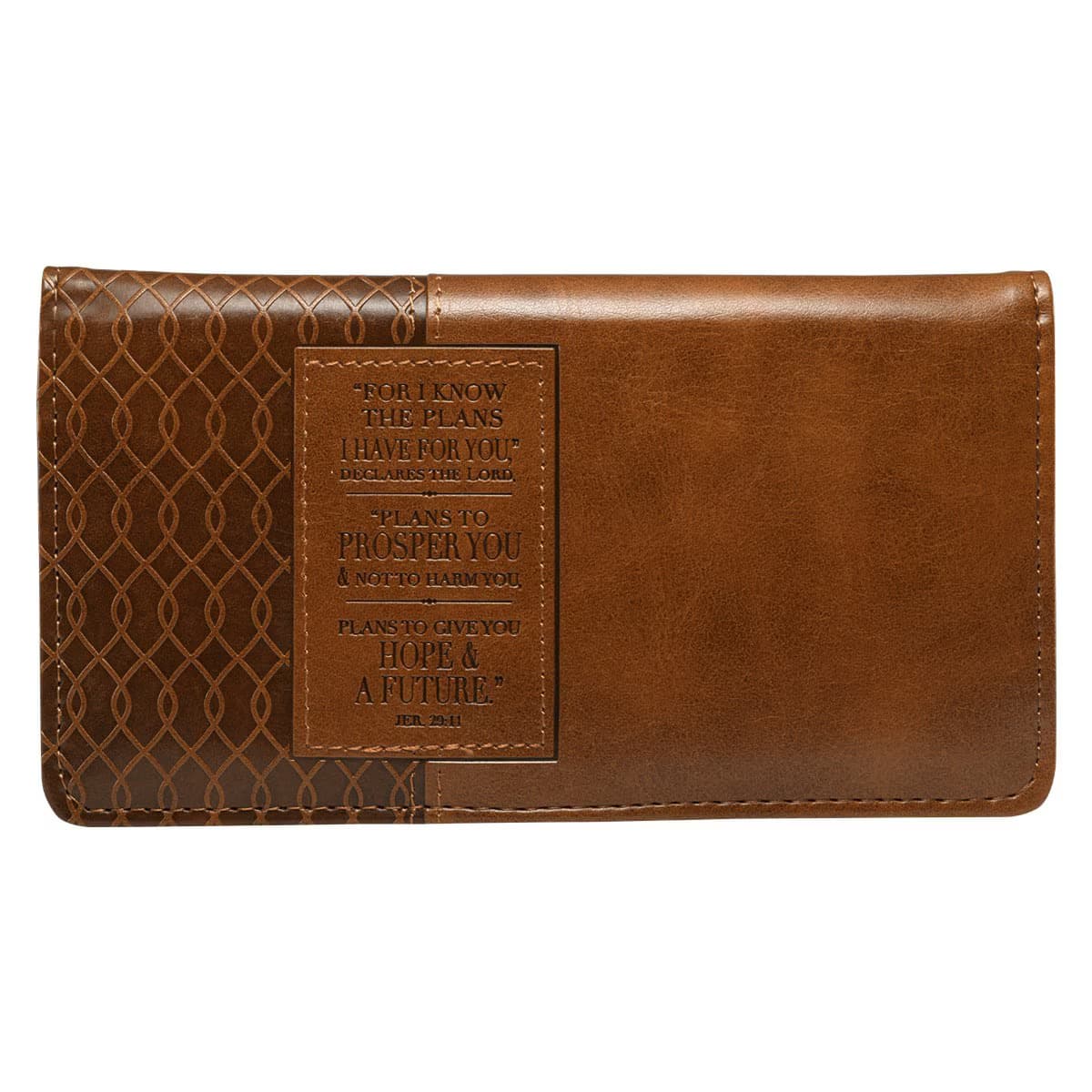 I know the Plans - Jeremiah 29:11 Faux Leather Checkbook Cover with Rectangular Patch