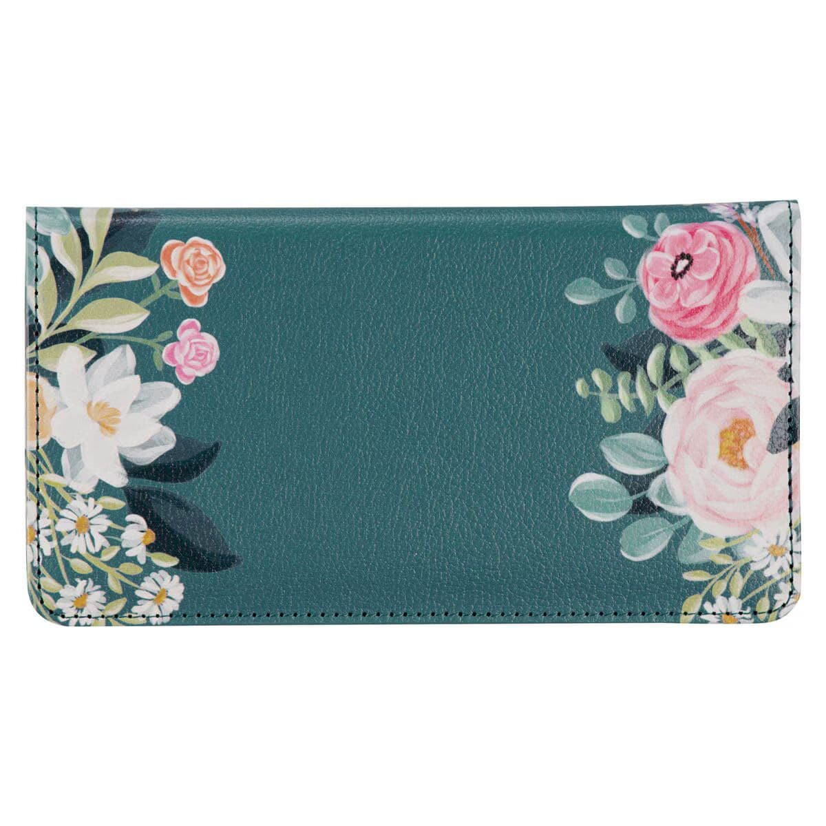 Be Still - Psalm 46:10 Teal Floral Faux Leather Checkbook Wallet, picture 2