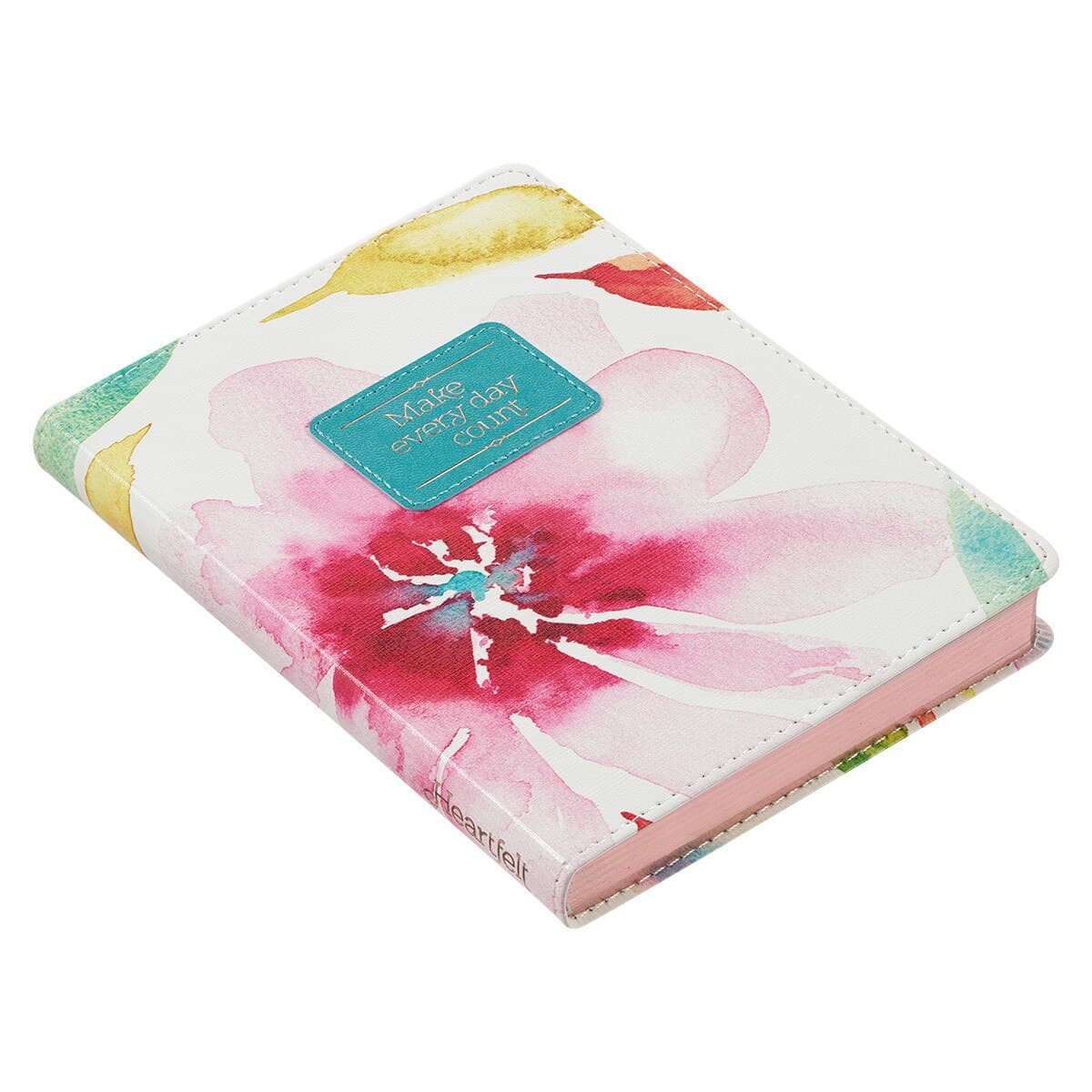 Make Every Day Count Pink Daisies Handy-size Faux Leather Journal, picture 4