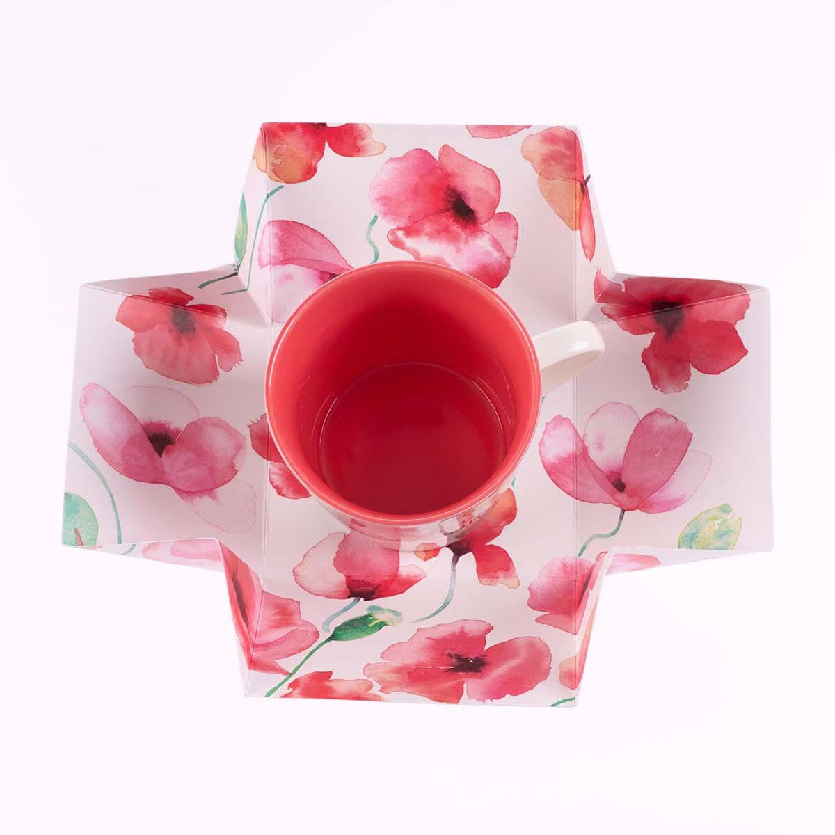 Life Is Beautiful Coral Poppies Ceramic Coffee Mug, picture 4