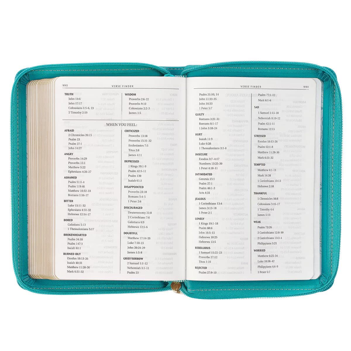 Teal Faux Leather Compact King James Version Bible with Zipper Closure, picture 8