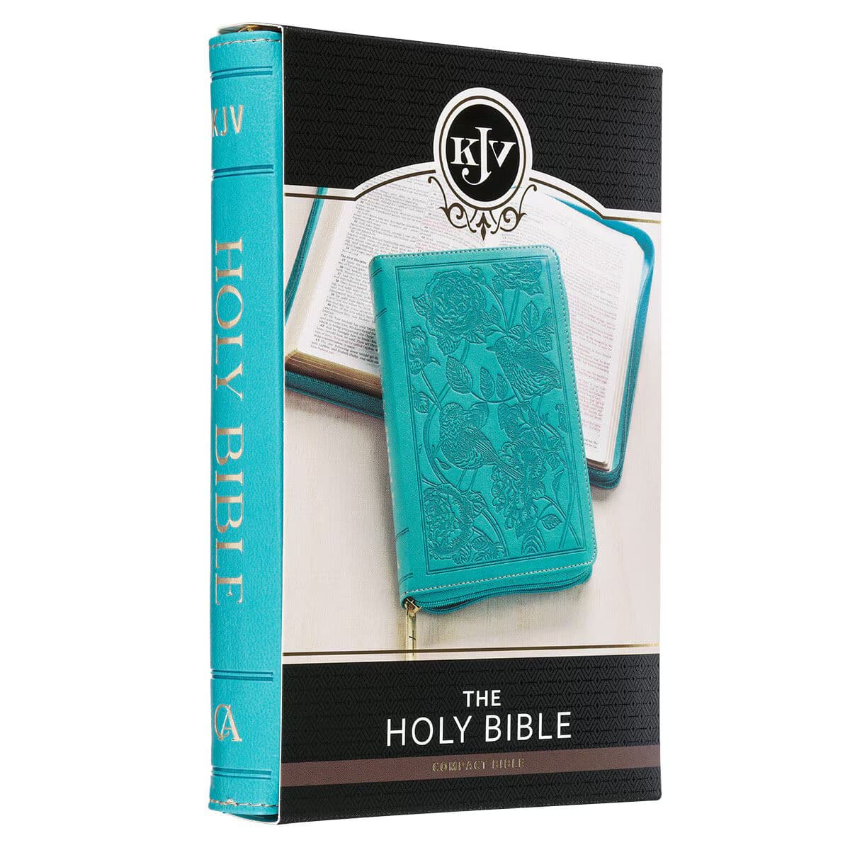 Teal Faux Leather Compact King James Version Bible with Zipper Closure, picture 2