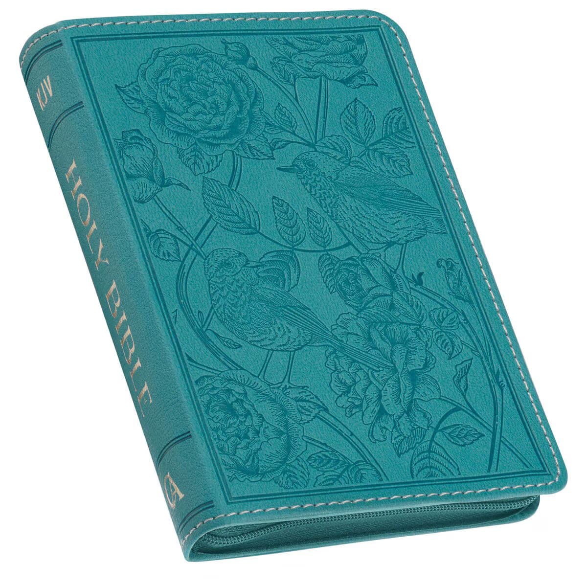 Teal Faux Leather Compact King James Version Bible with Zipper Closure, picture 4