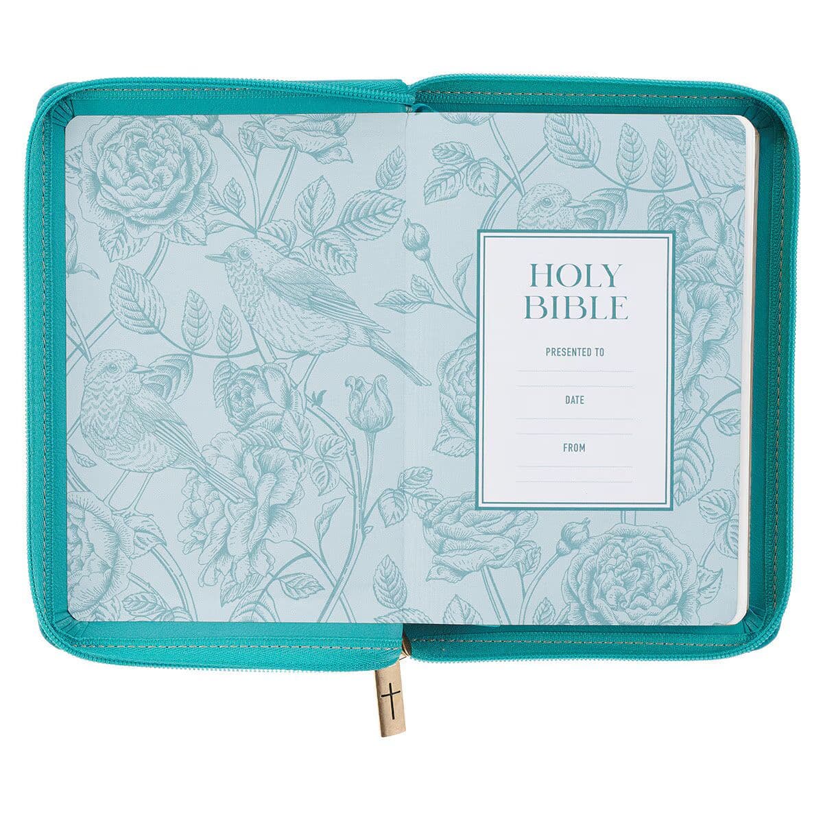 Teal Faux Leather Compact King James Version Bible with Zipper Closure, picture 5