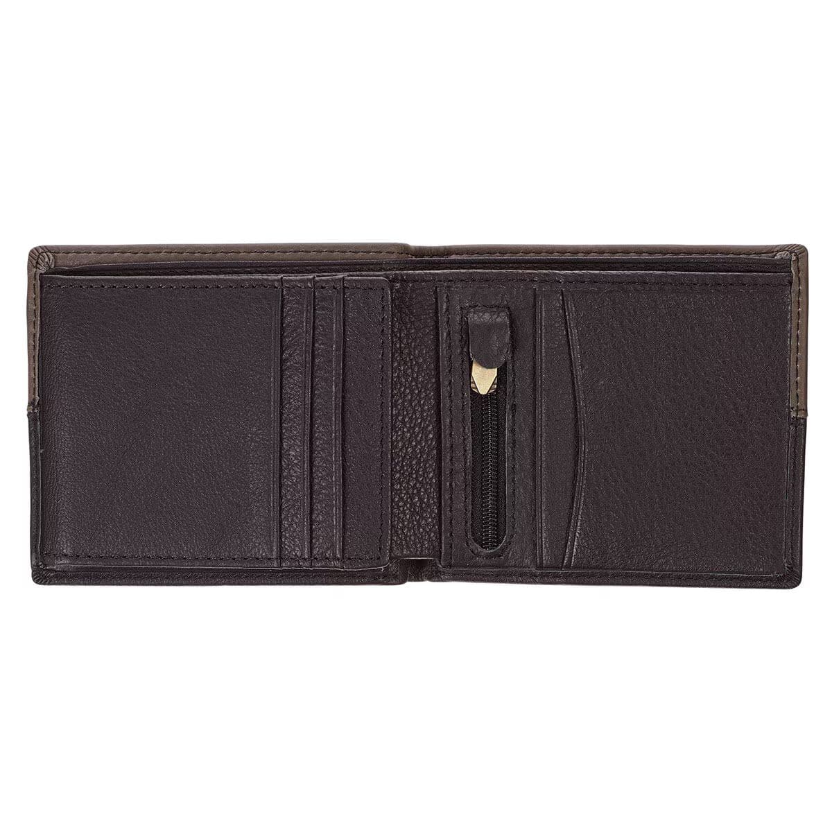 Strong and Courageous - Joshua 1:9 Black and Brown Full Grain Leather Wallet with Metal Badge, picture 4