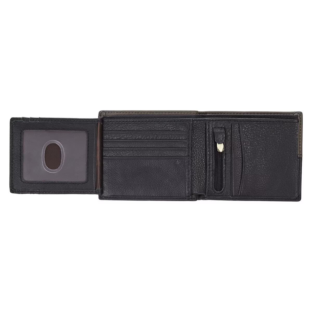 Strong and Courageous - Joshua 1:9 Black and Brown Full Grain Leather Wallet with Metal Badge, picture 5