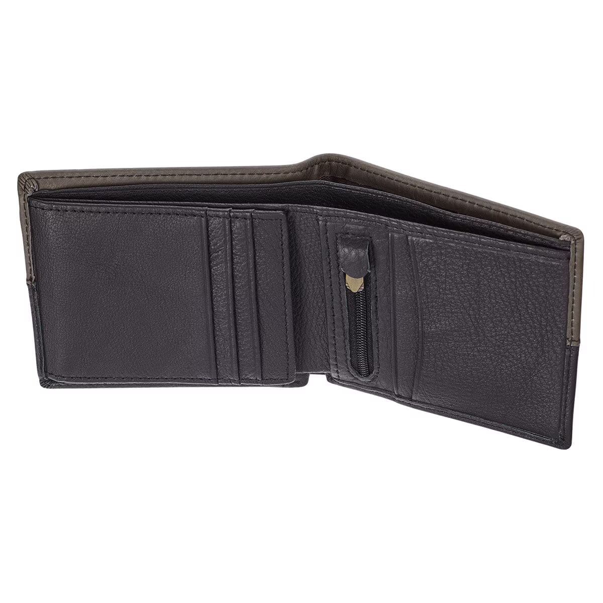 Strong and Courageous - Joshua 1:9 Black and Brown Full Grain Leather Wallet with Metal Badge, picture 6