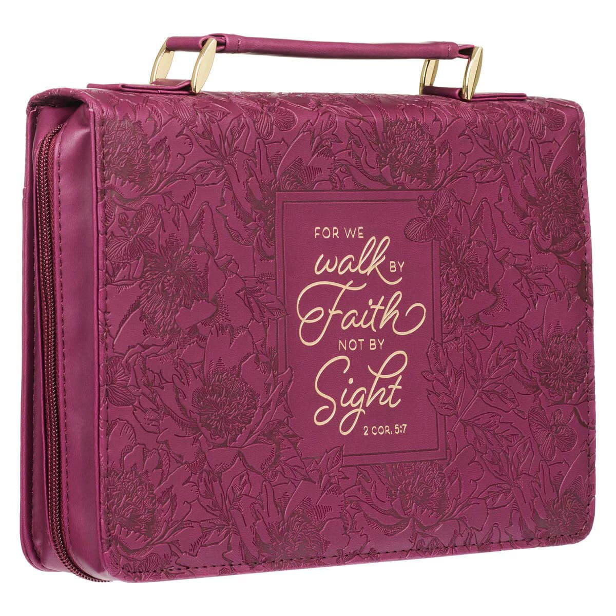 Walk by Faith - 2 Corinthians 5:7 Ruby Red Faux Leather Fashion Bible Case -Large, picture 4