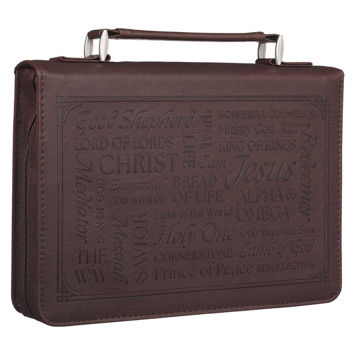 Names of Jesus - Isaiah 9:6 Walnut Brown Faux Leather Classic Bible Case - Extra Large, picture 3