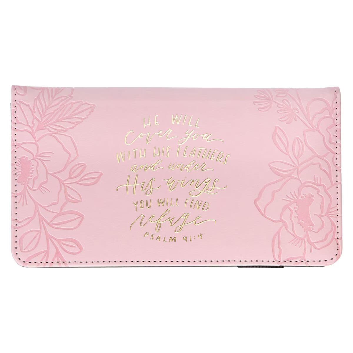 Find Refuge - Psalm 41:4 Pink Faux Leather Checkbook Wallet