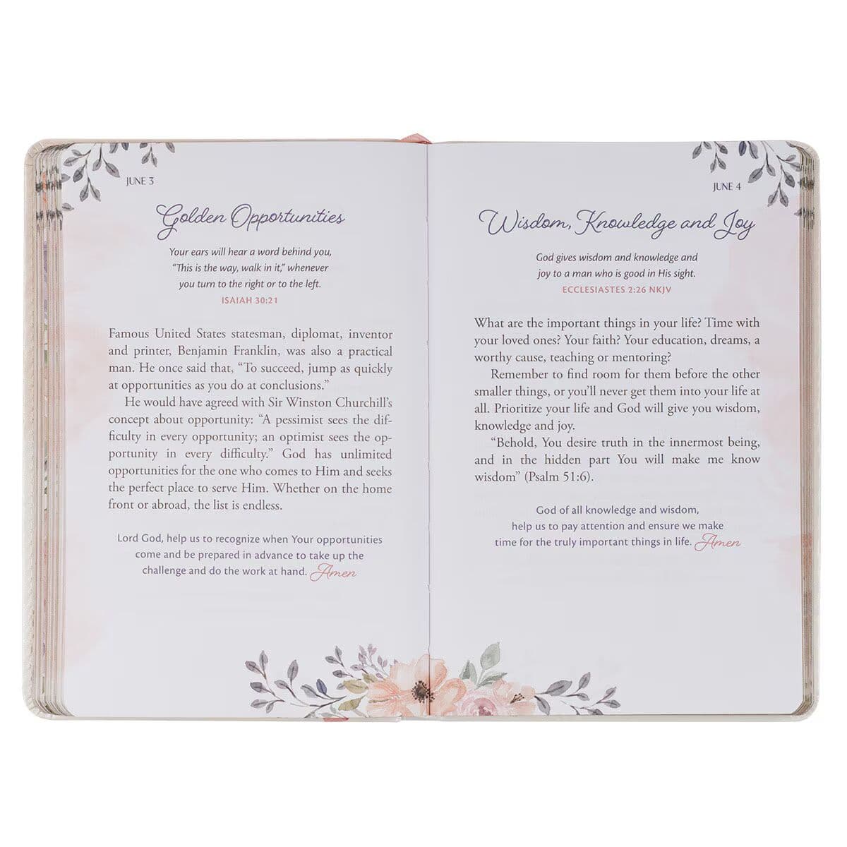Godly Wisdom for Women White Faux Leather Devotional, picture 6