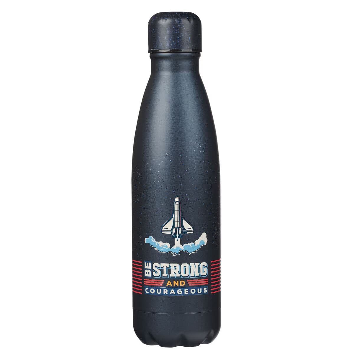 Be Strong and Courageous - Joshua 1:9 Blue Space Stainless Steel Water Bottle
