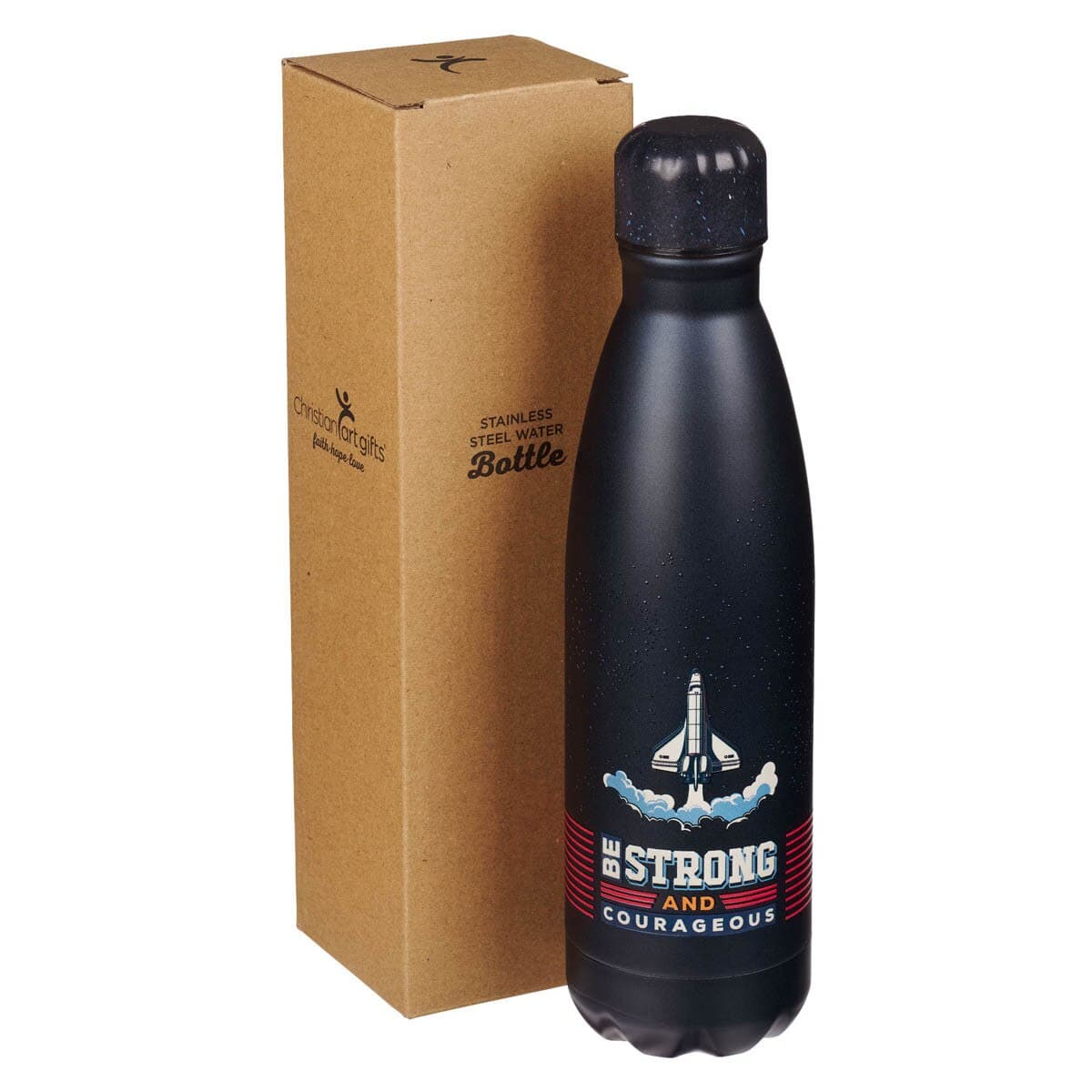 Be Strong and Courageous - Joshua 1:9 Blue Space Stainless Steel Water Bottle, picture 2