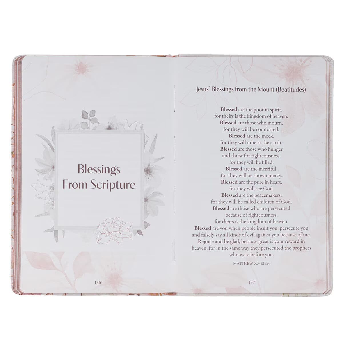 52 Prayers of Blessing for Women White Floral Faux Leather Prayer Book, picture 6
