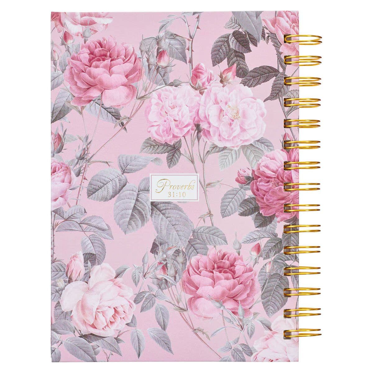 More Precious than Rubies - Proverbs 31:10 Pink Floral Large Spiral Journal, picture 2