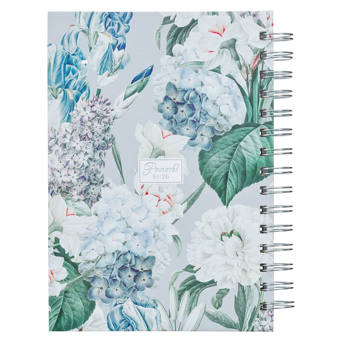 She Speaks with Wisdom - Proverbs 31:26 Blue Floral Large Spiral Journal, picture 2