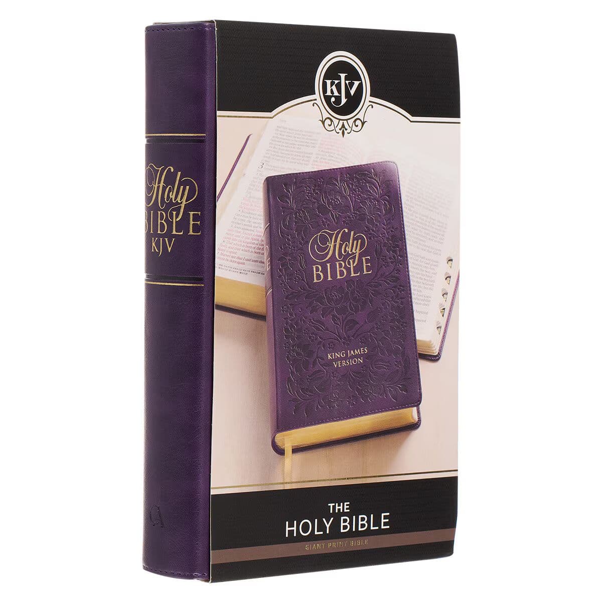 Purple Floral Faux Leather Giant Print Standard-size King James Version Bible with Thumb Index, picture 12