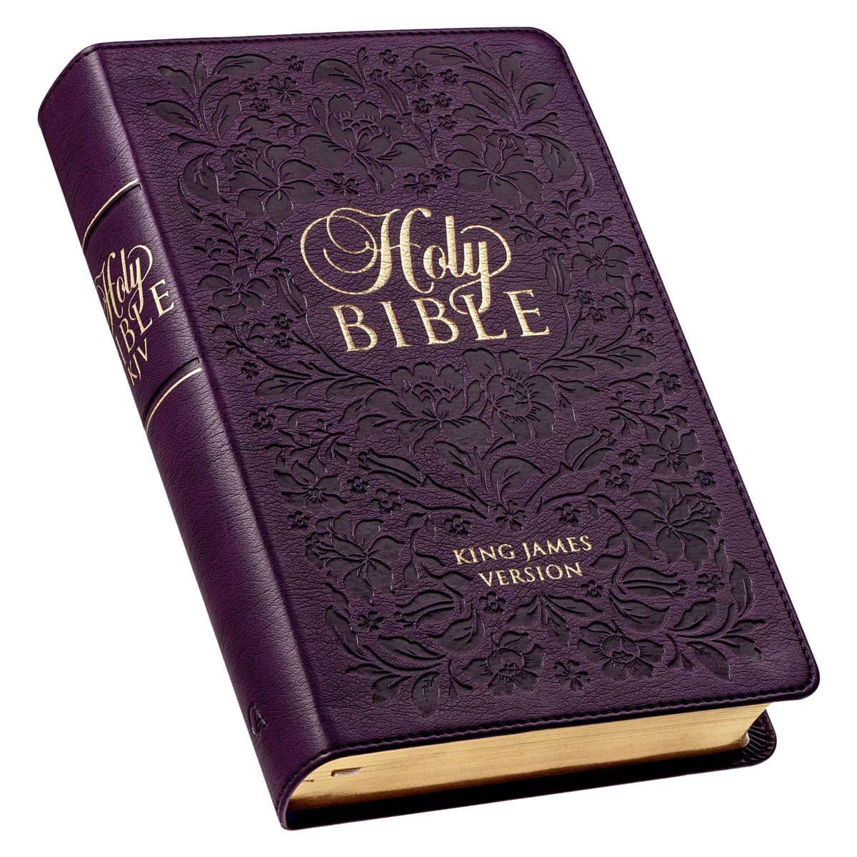 Purple Floral Faux Leather Giant Print Standard-size King James Version Bible with Thumb Index, picture 3