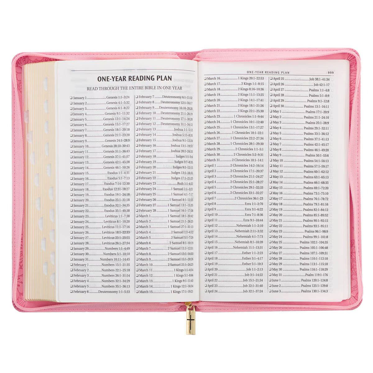 Blossom Pink Faux Leather King James Version Deluxe Gift Bible with Thumb Index and Zippered Closure, picture 7