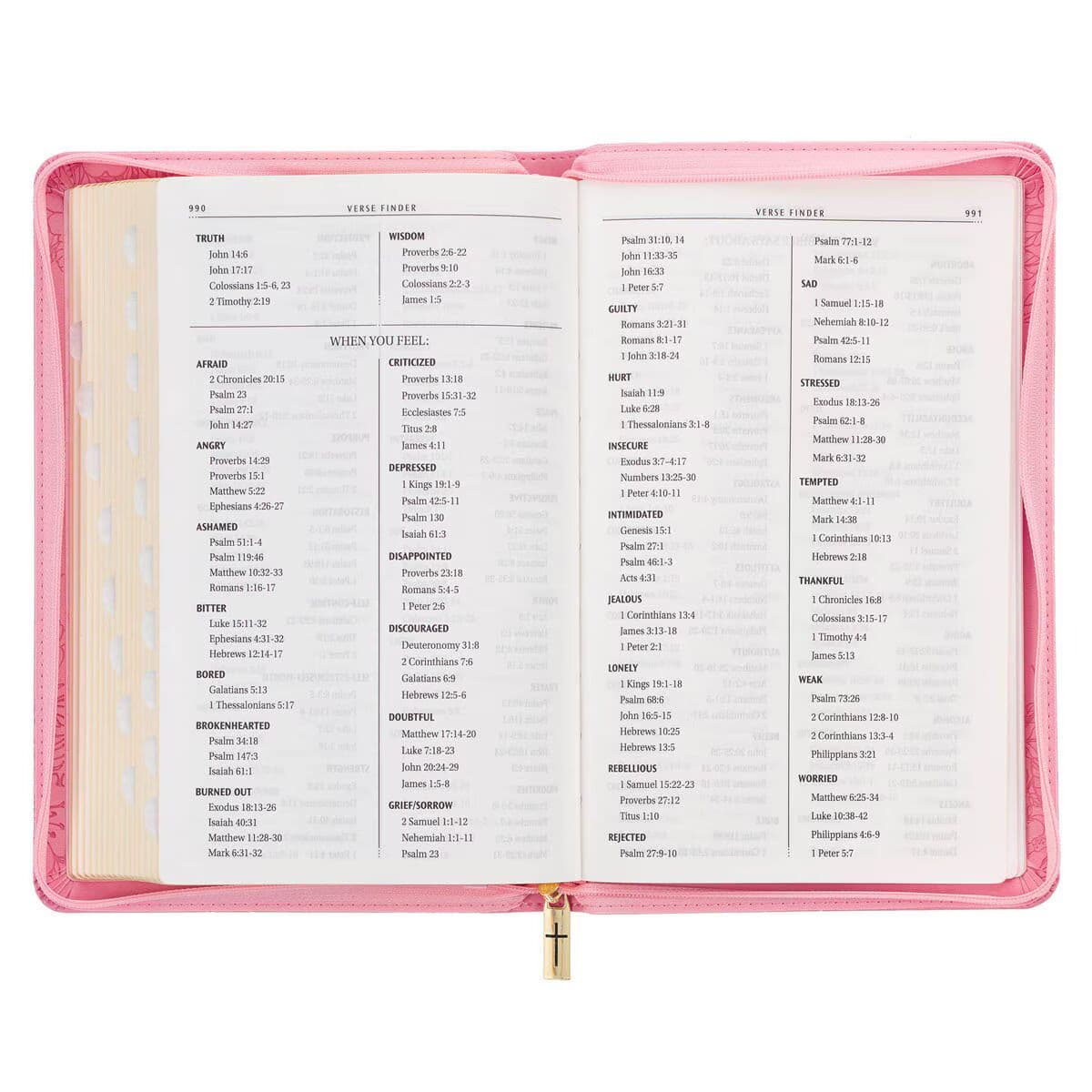 Blossom Pink Faux Leather King James Version Deluxe Gift Bible with Thumb Index and Zippered Closure, picture 8