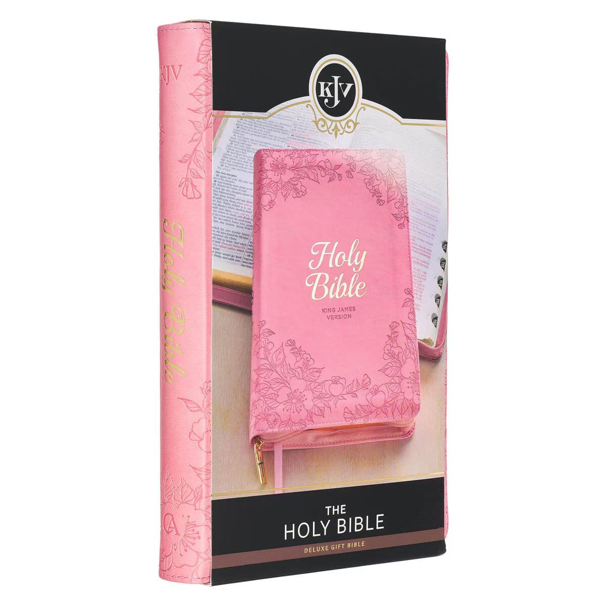 Blossom Pink Faux Leather King James Version Deluxe Gift Bible with Thumb Index and Zippered Closure, picture 9