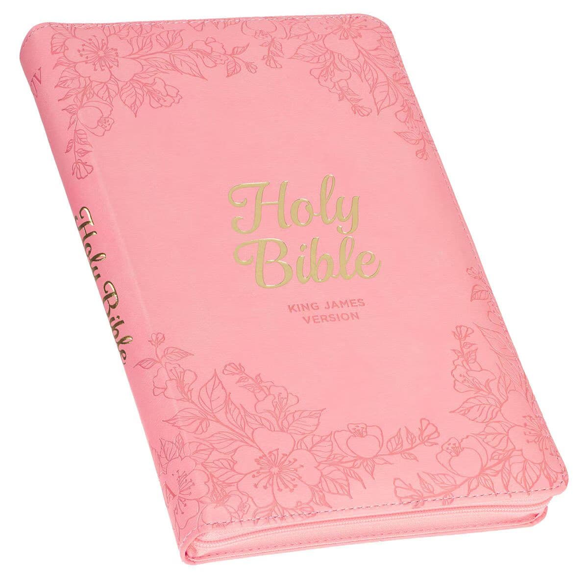 Blossom Pink Faux Leather King James Version Deluxe Gift Bible with Thumb Index and Zippered Closure, picture 3