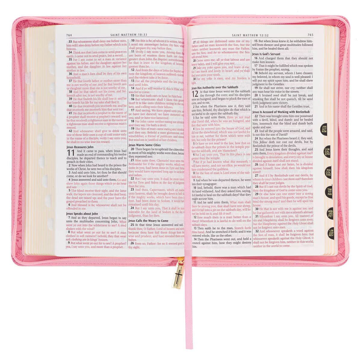 Blossom Pink Faux Leather King James Version Deluxe Gift Bible with Thumb Index and Zippered Closure, picture 6
