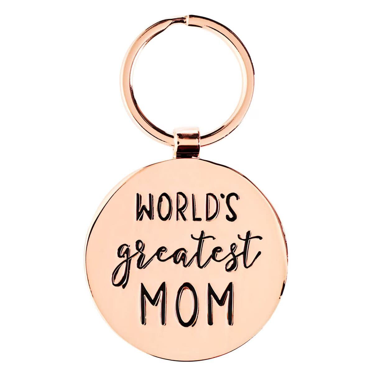 World's Greatest Mom Peach Floral Keychain, picture 2