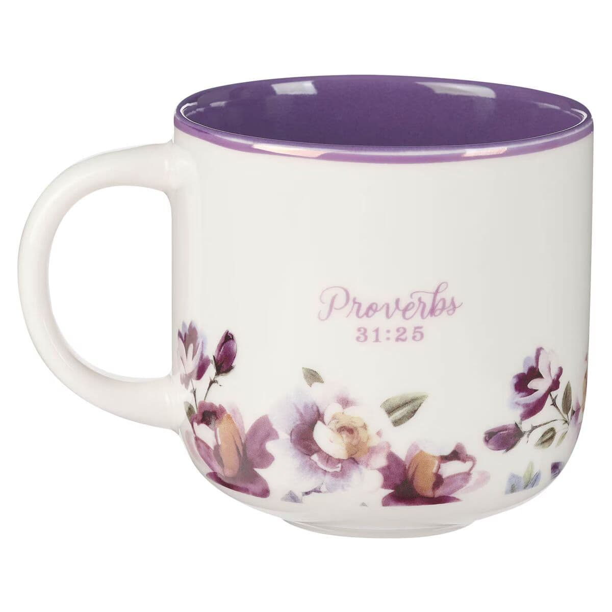 Strength and Dignity - Proverbs 31:25 Purple Rose Ceramic Coffee Mug, picture 2