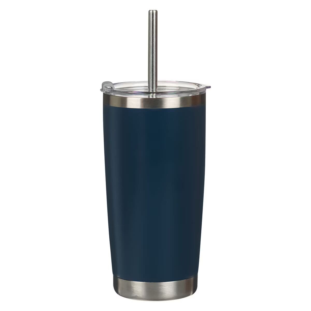 Trust - Proverbs 3:5 Indigo Blue Floral Stainless Steel Travel Tumbler with Stainless Steel Straw, picture 2