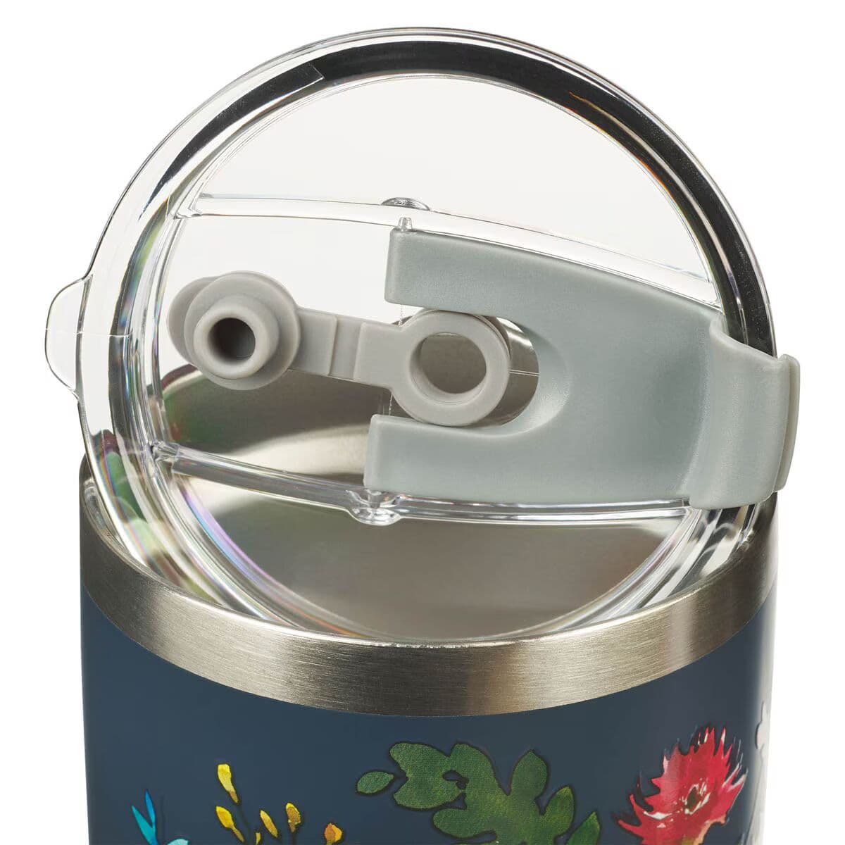 Trust - Proverbs 3:5 Indigo Blue Floral Stainless Steel Travel Tumbler with Stainless Steel Straw, picture 4