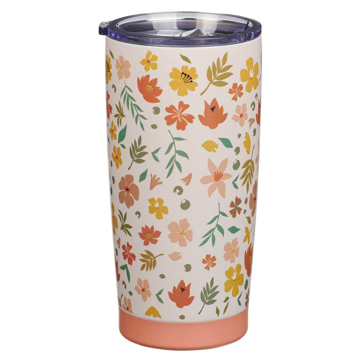 World's Greatest Mom Peach Floral Stainless Steel Travel Tumbler, picture 2