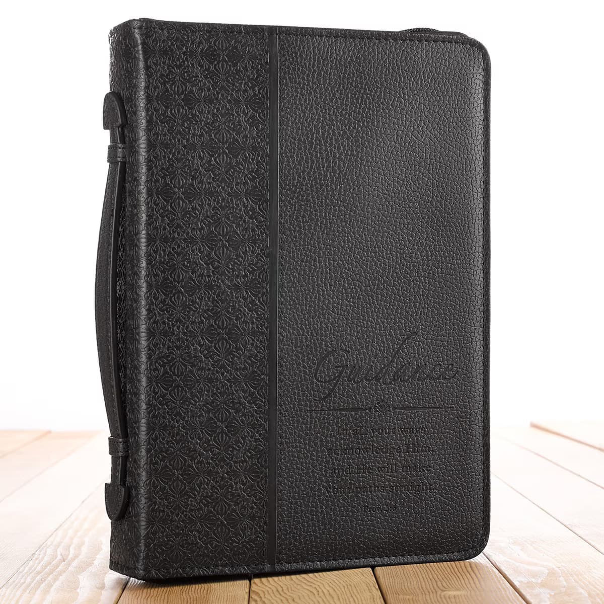 Guidance - Proverbs 3:6 Black Faux Leather Classic Bible Case, picture 3