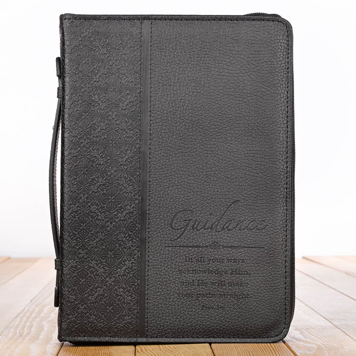 Guidance - Proverbs 3:6 Black Faux Leather Classic Bible Case, picture 4