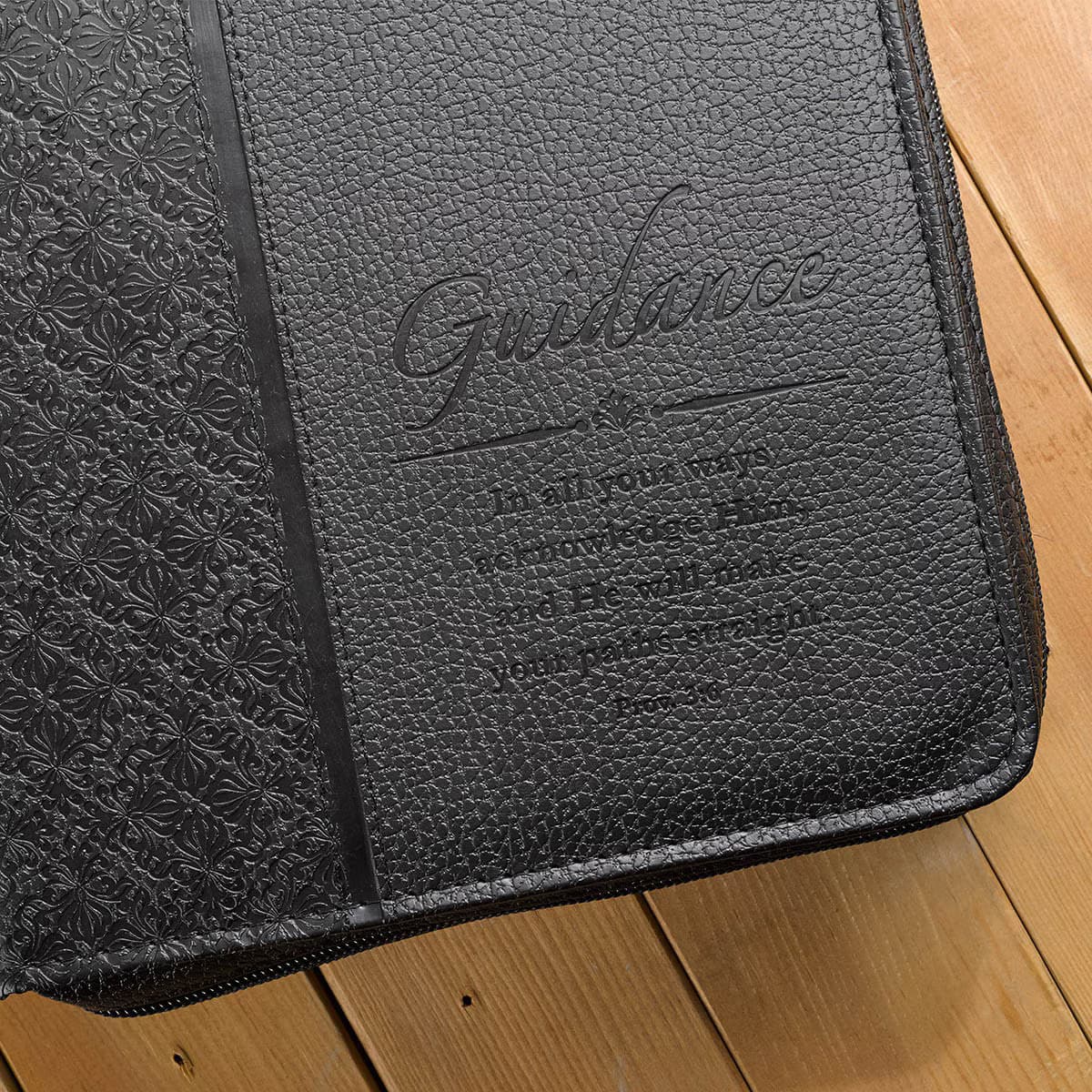 Guidance - Proverbs 3:6 Black Faux Leather Classic Bible Case, picture 7