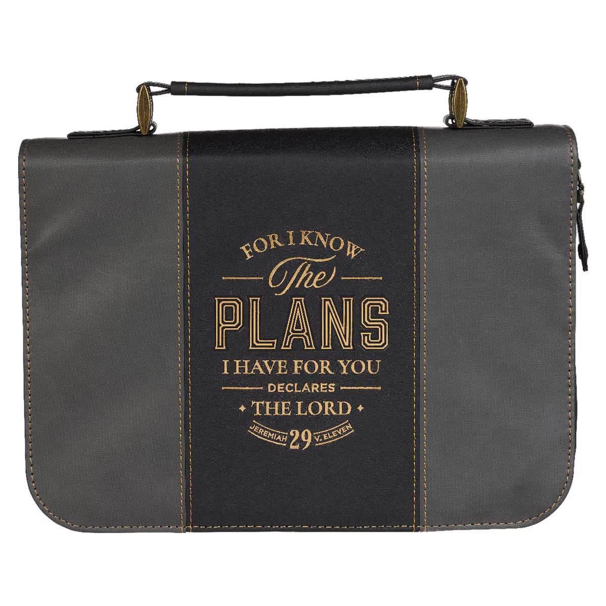 The Plans - Jeremiah 29:11 Black and Charcoal Faux Leather Classic Bible Case
