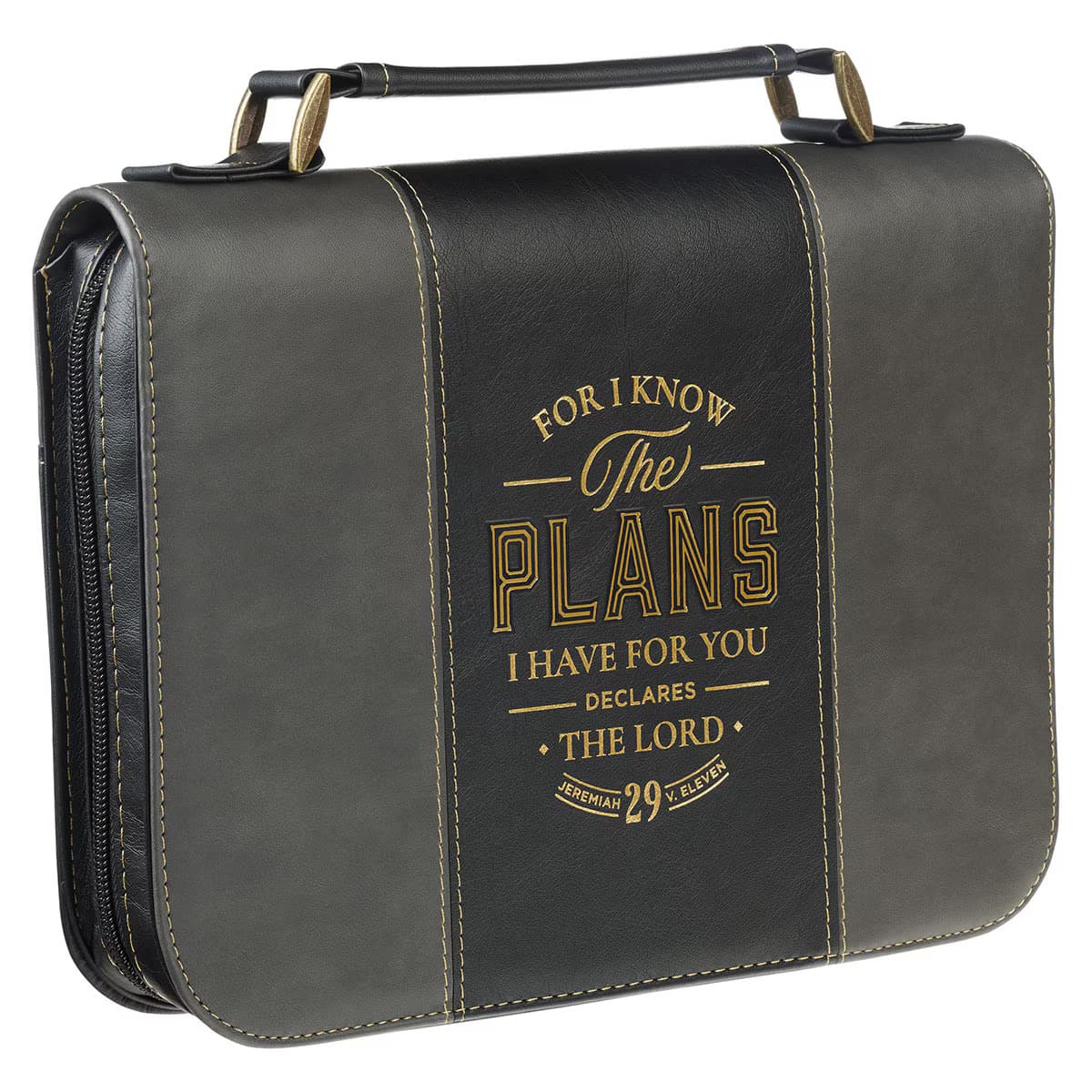 The Plans - Jeremiah 29:11 Black and Charcoal Faux Leather Classic Bible Case, picture 3